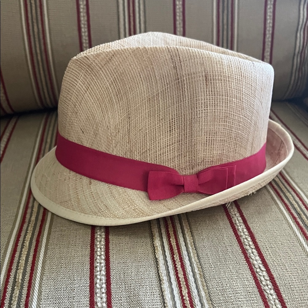 Straw Ralph Lauren Fedora with Pink Band